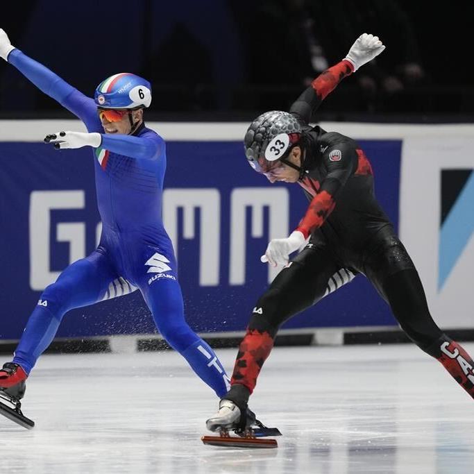 Canada's Dandjinou strikes gold for first medal at short track speedskating worlds